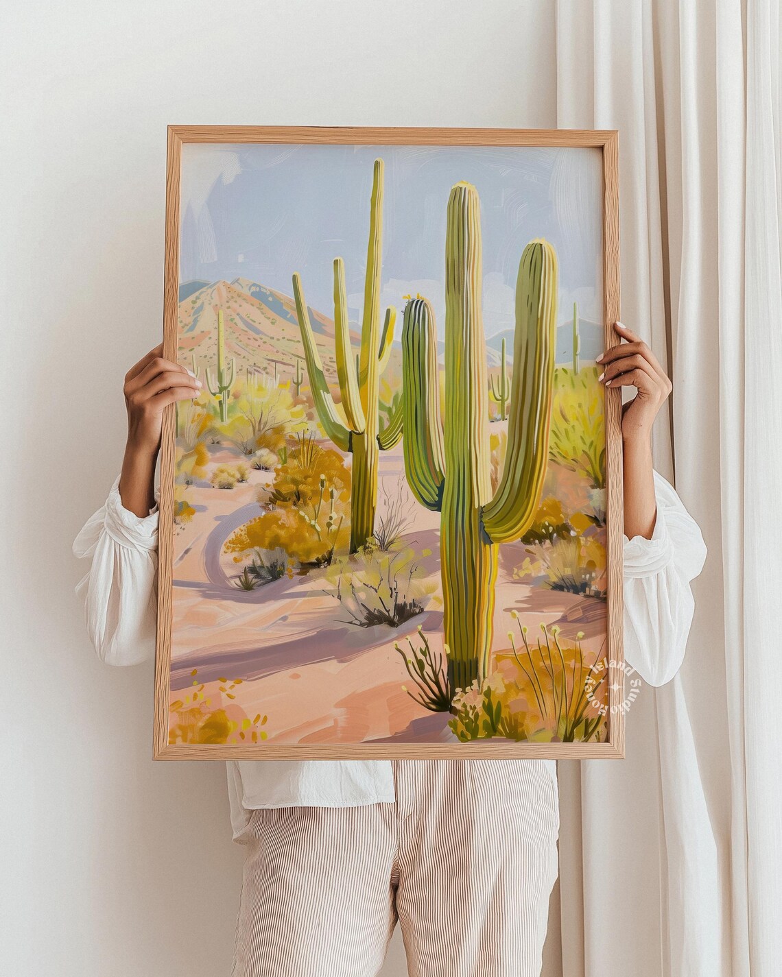 Cactus Wall Art Print, Saguaro Desert Landscape