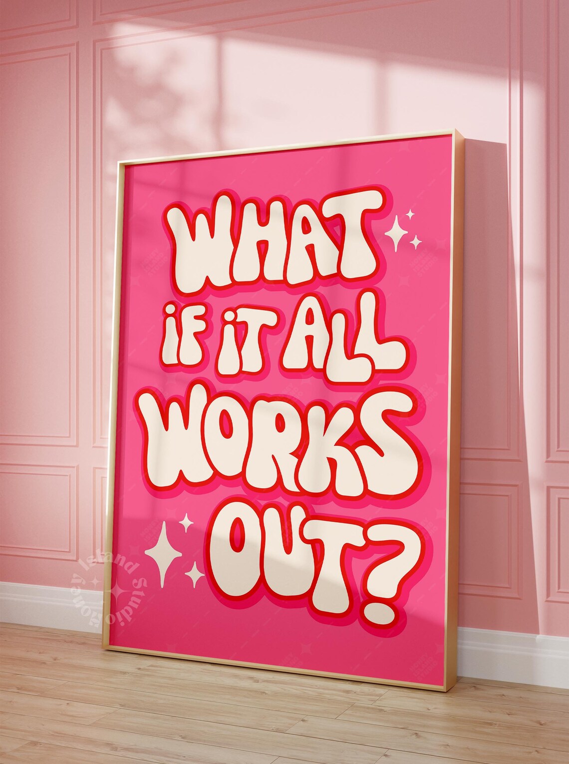 What If It All Works Out Retro Poster, Groovy Pink