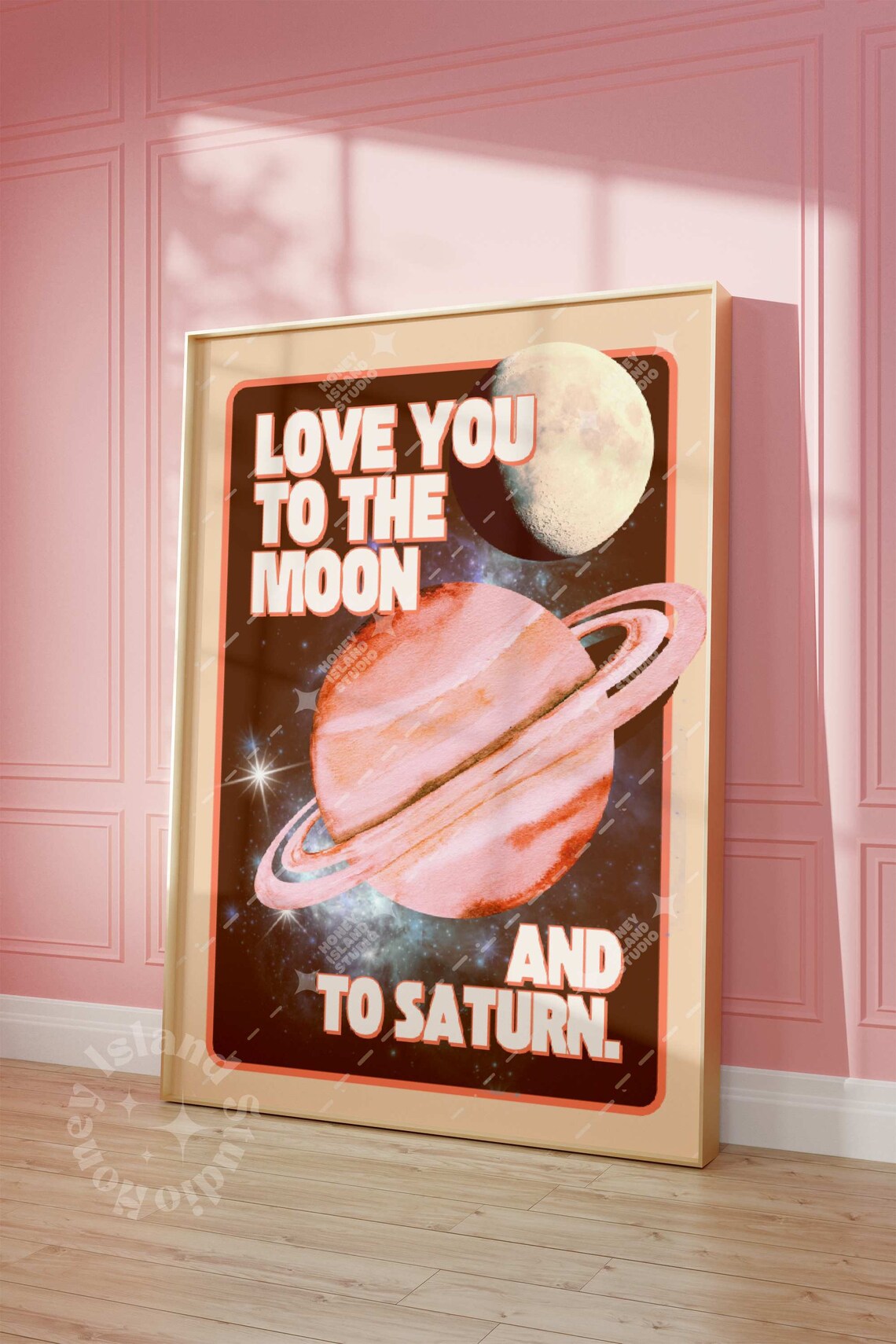 Love You To The Moon Retro Vintage Art Print
