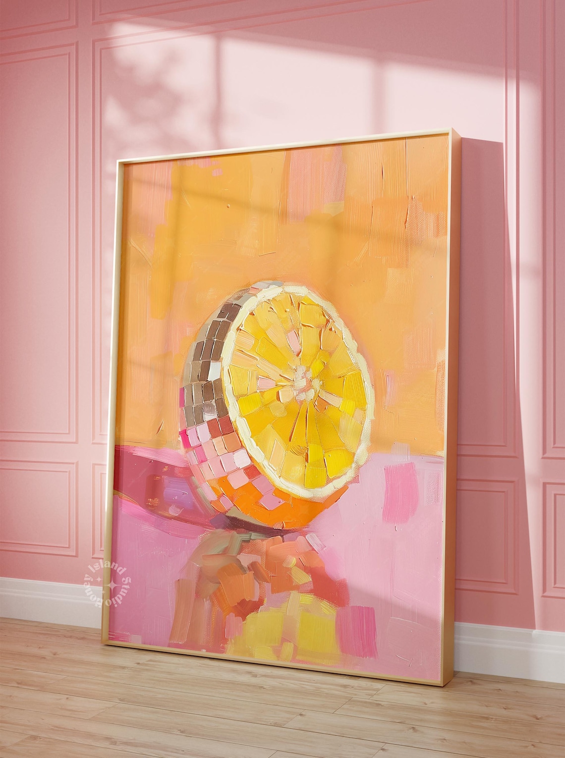 Disco Orange Retro Fruit Art Print, Kitchen Decor