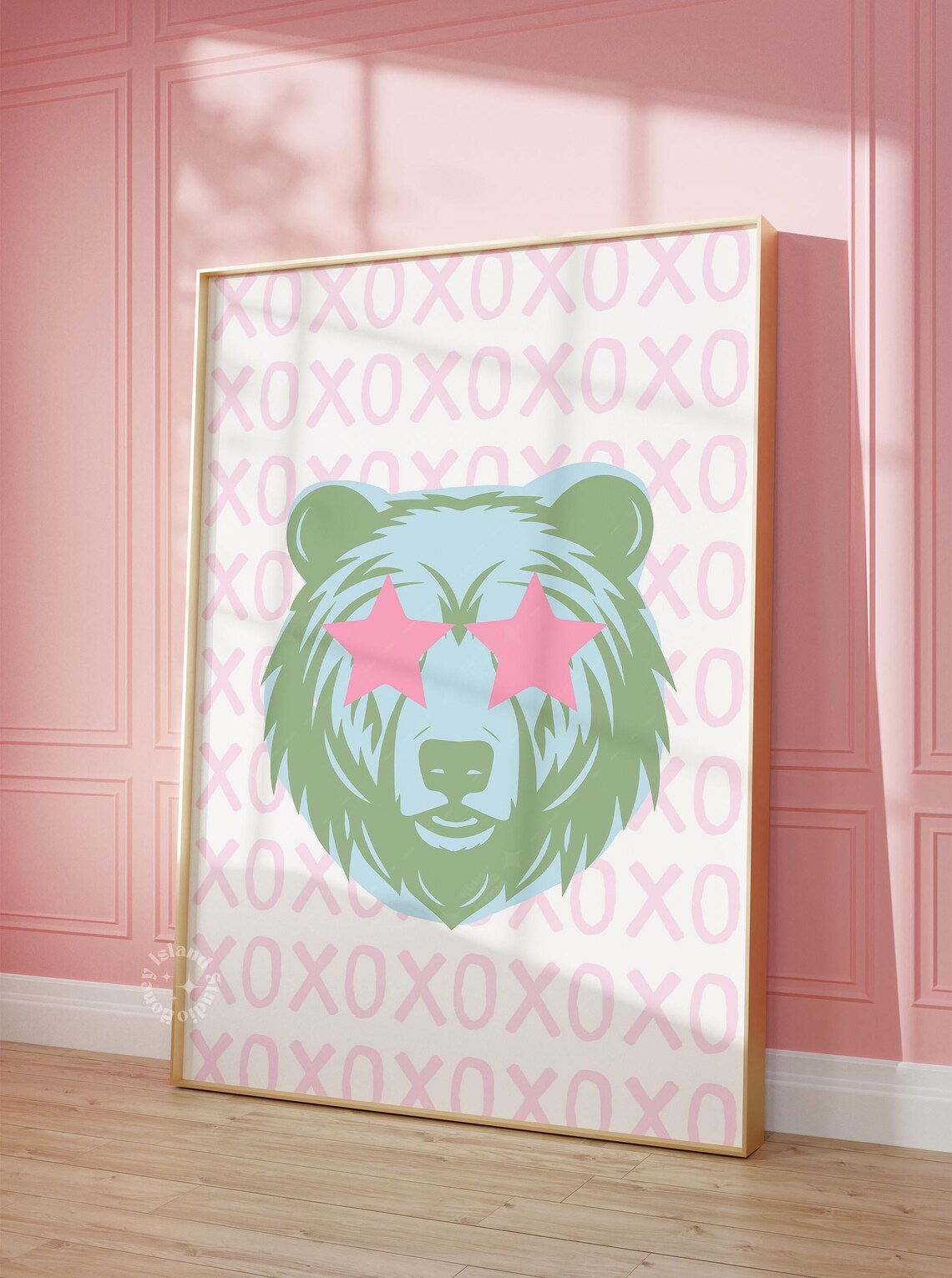Bear Wall Art, Preppy College Dorm Poster