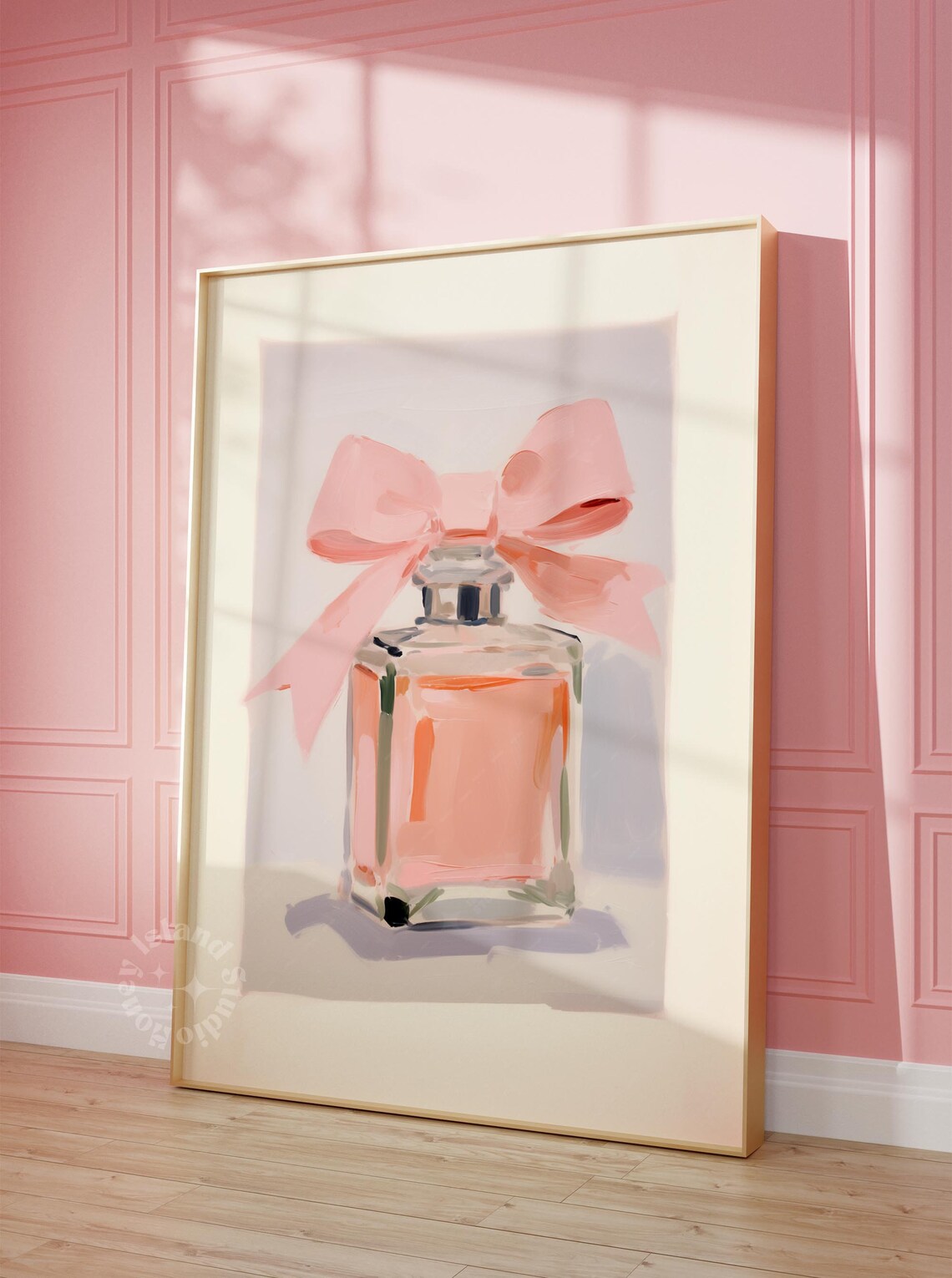 Perfume Bottle Peach Print, Vintage Pop Art Poster