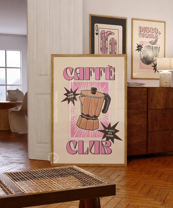 Moka Print Retro Coffe Caffe Club Kitchen Wall Art Decor Italian Coffee Trendy Prints Unframed