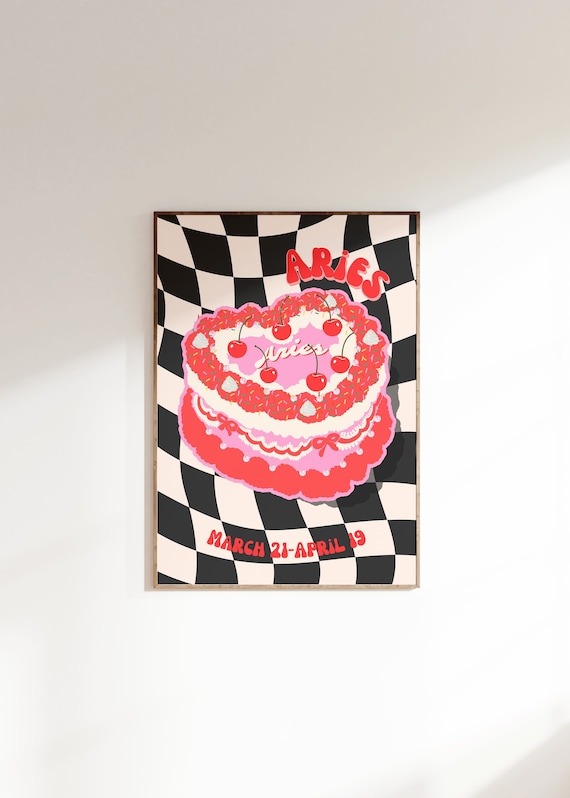 Aries Cake Vintage Zodiac Art Print