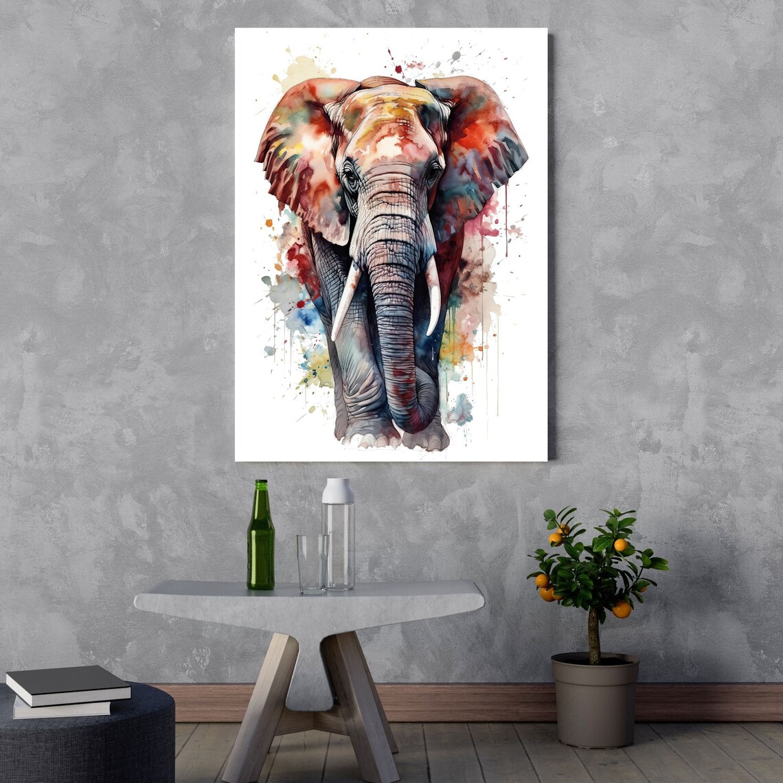 Elephant Watercolor Art Print, Modern Animal Decor - Image 3