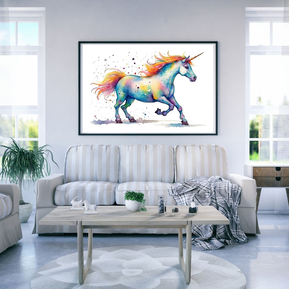 Unicorn Watercolor Art, Fantasy Nursery Decor - Image 2