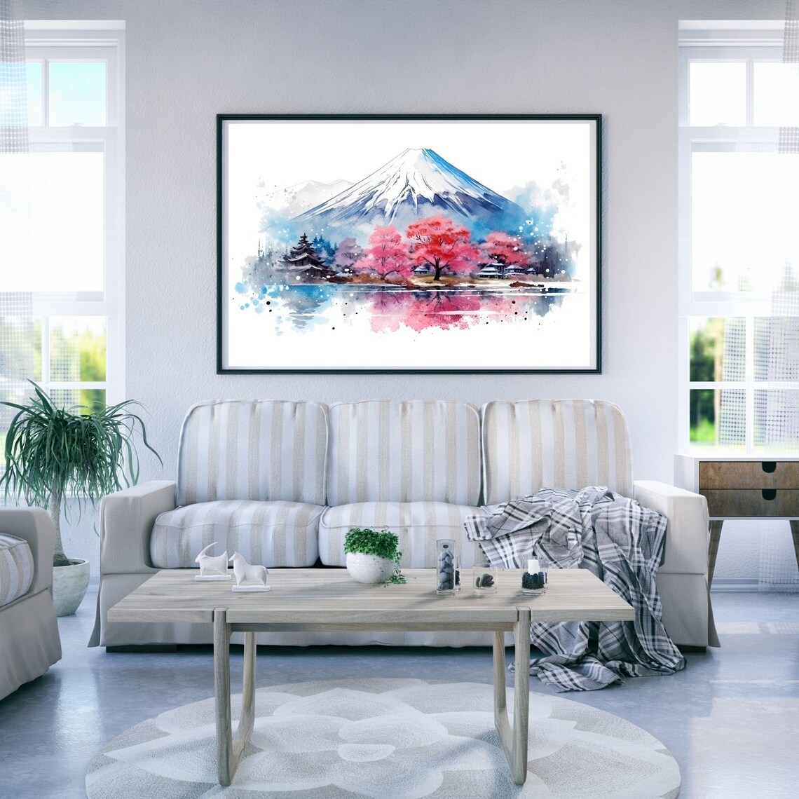 Mont Fuji Watercolor Art, Japan Travel Illustration - Image 2