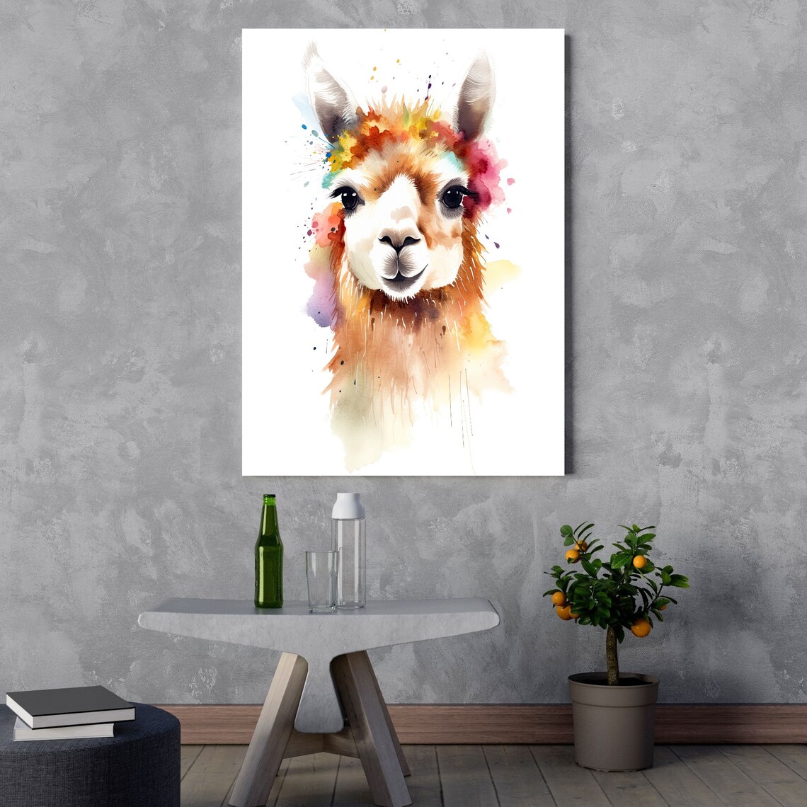 Llama Watercolor Art Print, Modern Farmhouse Decor - Image 3