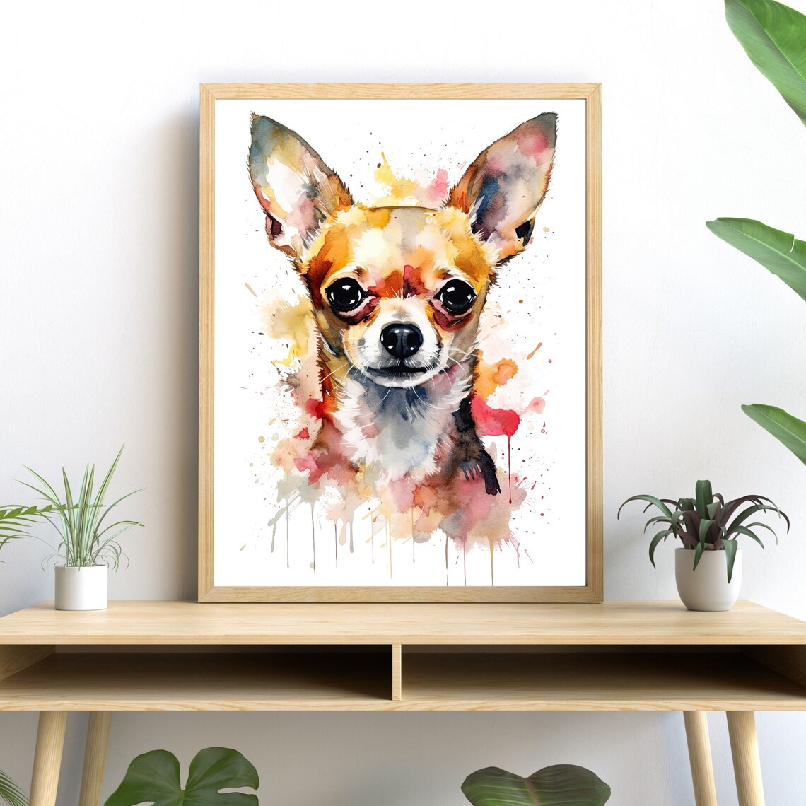 Chihuahua Watercolor Art Print, Modern Dog Decor