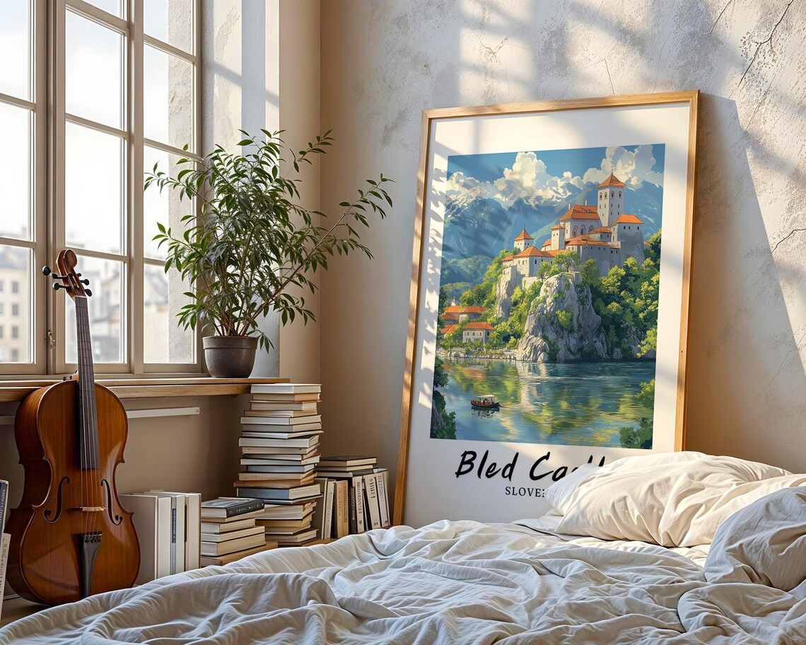 Bled Castle Travel Poster, Slovenia Wedding Gift - Image 3