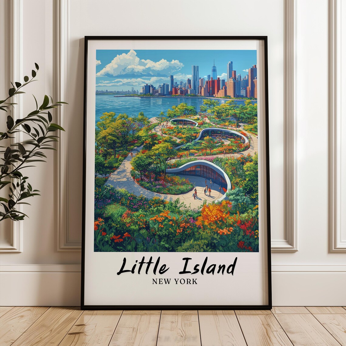 New York City Traditional Travel Poster, Little Island