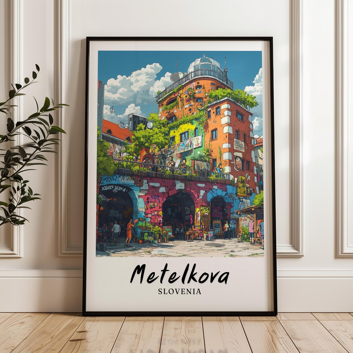 Metelkova Travel Poster, Slovenia Illustration
