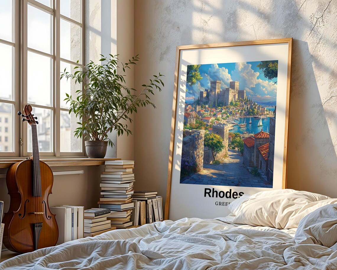 Rhodes Travel Poster, Greek Illustration Wedding Gift - Image 3