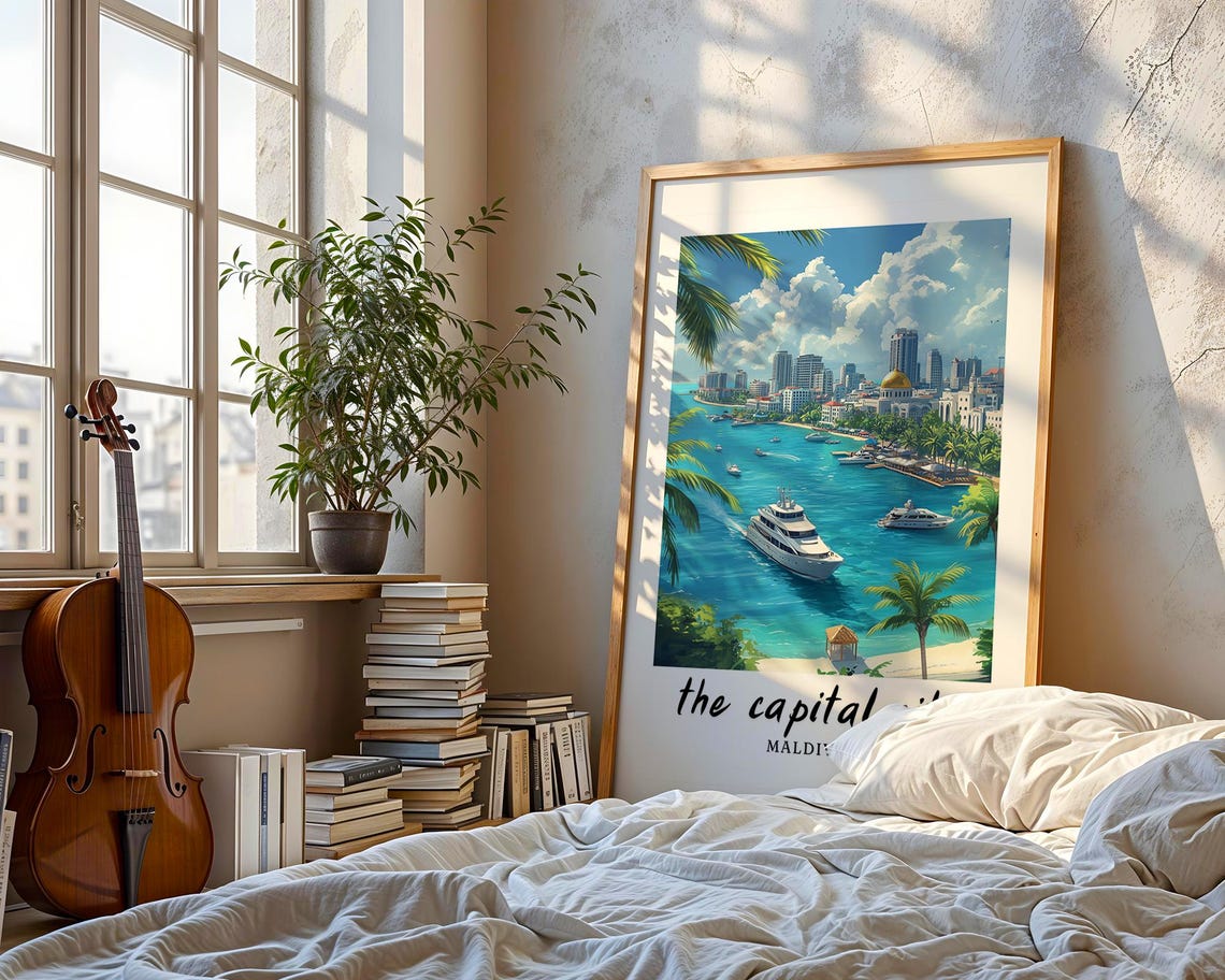 The Capital City Maldives Wall Art Prints Travel Poster Print Wall Art Print Gift Minimalist Asia Poster Maldives Poster - Image 3