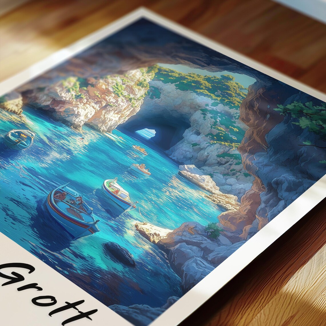 Blue Grotto Greece Travel Poster, Minimalist Europe - Image 2