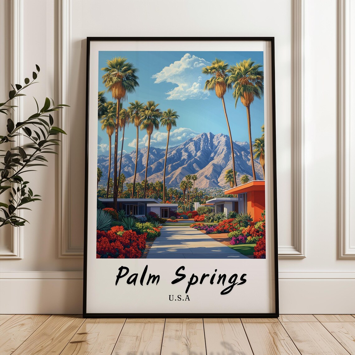 Palm Springs USA Travel Poster, Minimalist Wall Art
