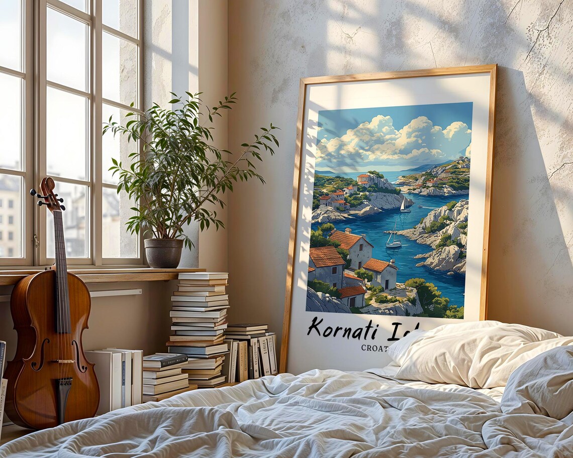 Kornati Islands Croatia Rocky Islets Sailboats Travel Poster - Image 3