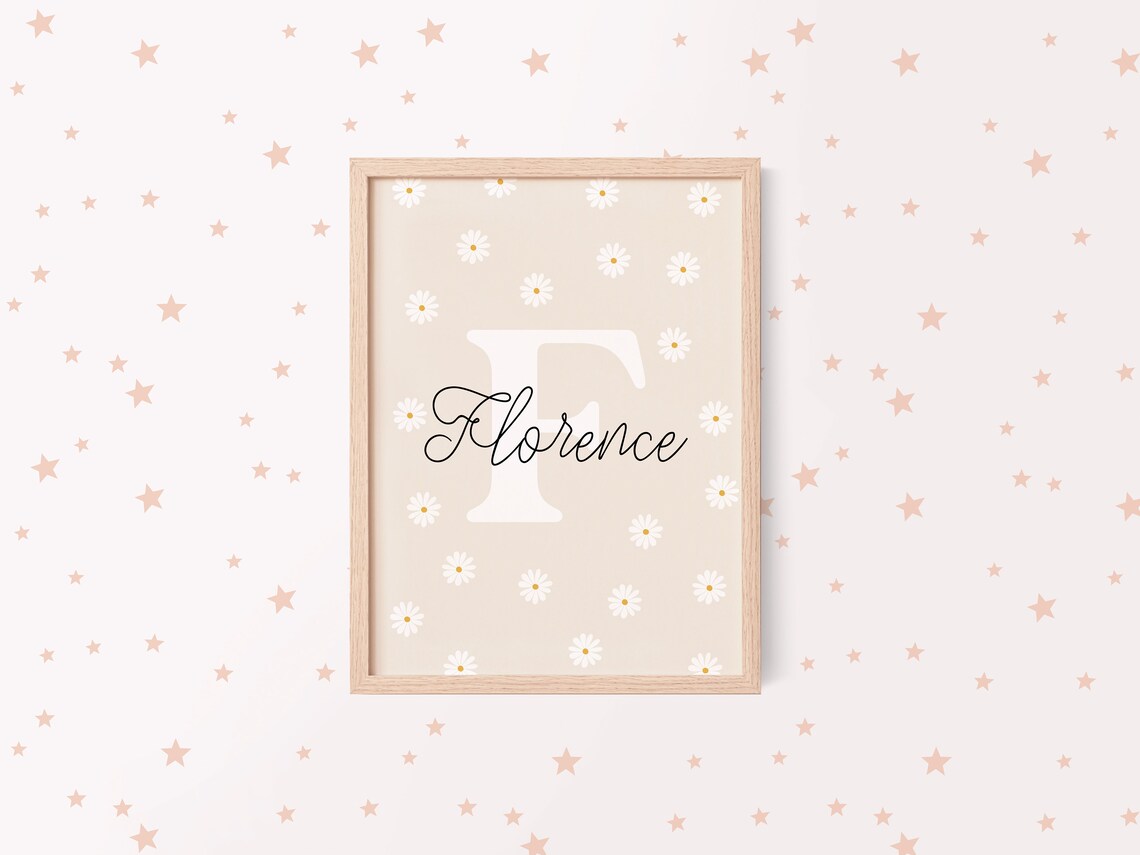 Daisy Print Personalized Nursery Decor Art Print - Image 5