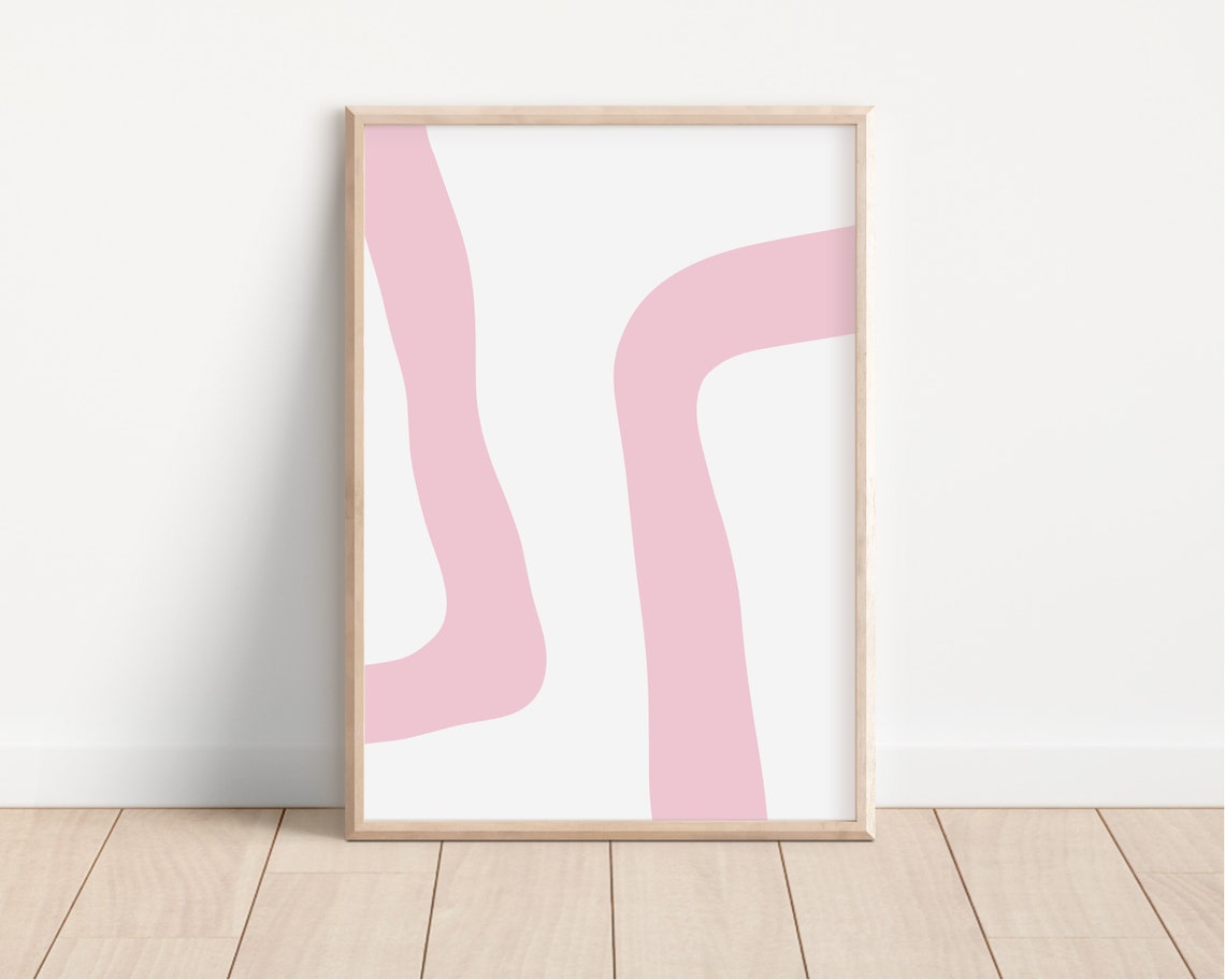 Pink Wavy Lines Minimalist Abstract Modern Nursery Girls Room Poster - Image 4