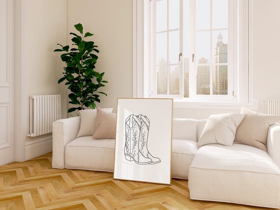 Cowboy Boots Western Retro Art Print