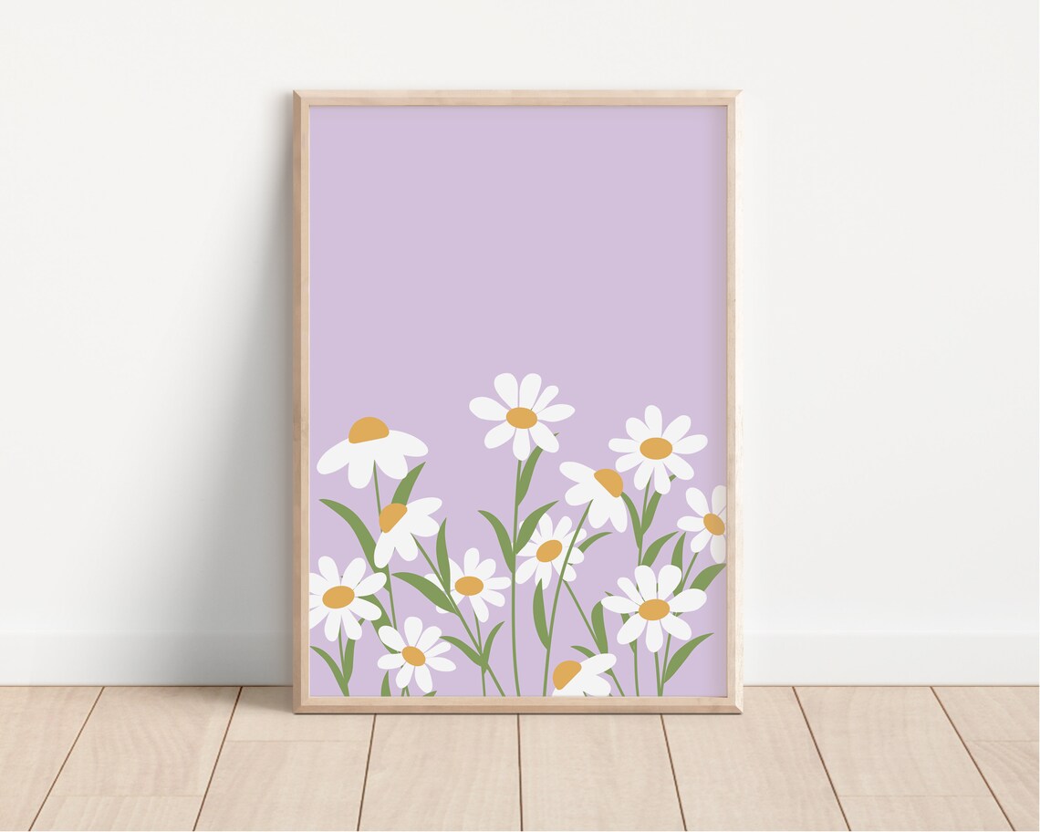 Daisy Print Boho Floral Art Print, Girls Room Decor - Image 3
