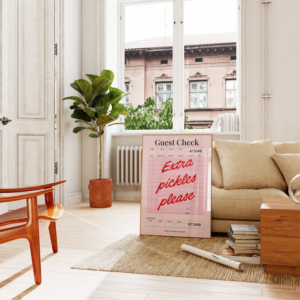 Extra Pickles Please Guest Check Retro Diner Kitchen Decor Poster - Image 3