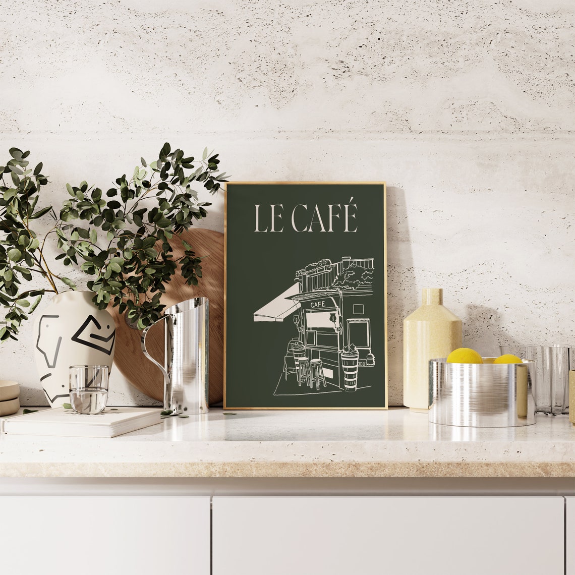 Le Cafe French Coffee Bar Sketch Poster For Dark Green Kitchens - Image 4