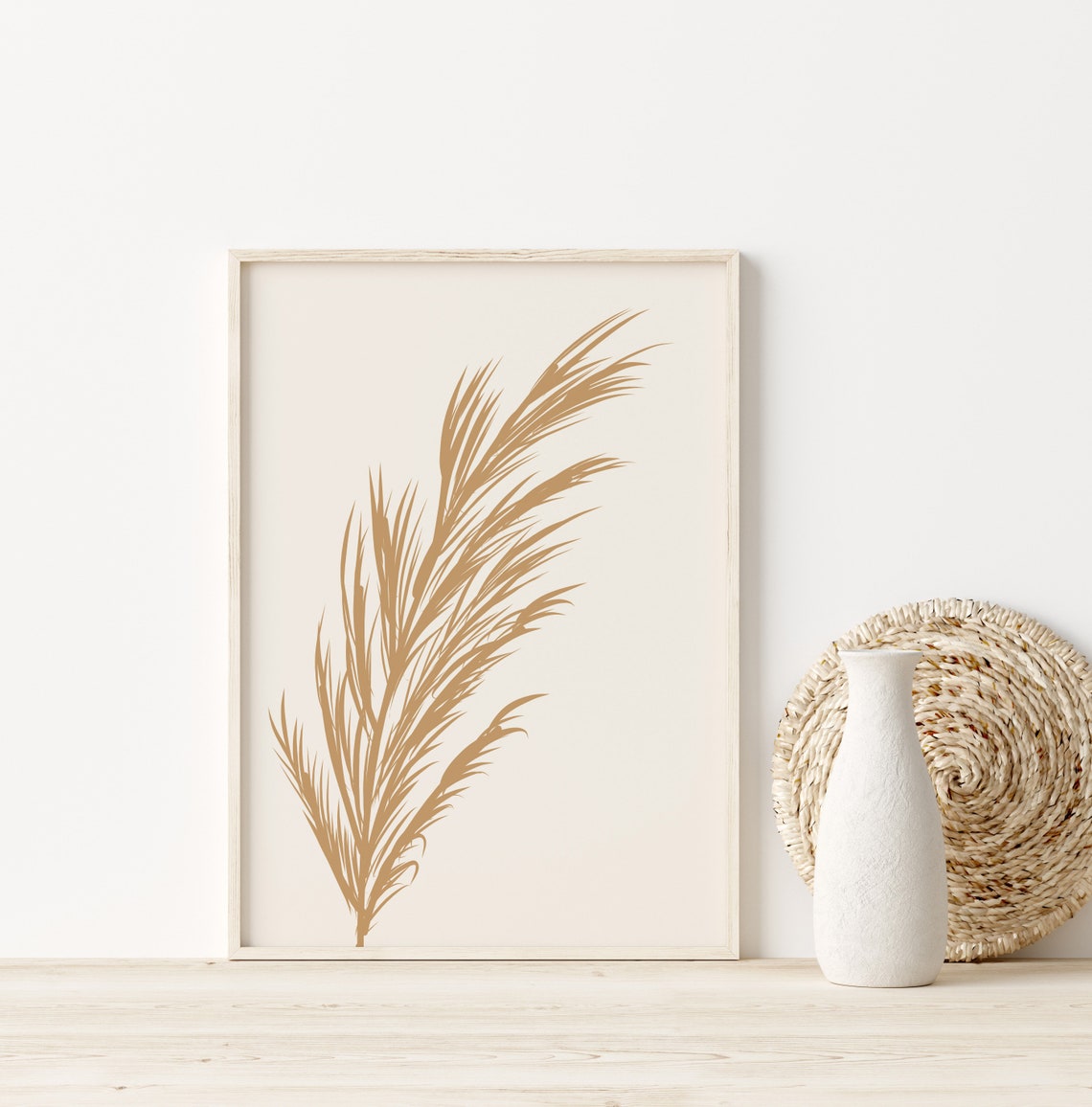Golden Pampas Grass Stem Minimalist Botanical Neutral Decor Poster - Image 3