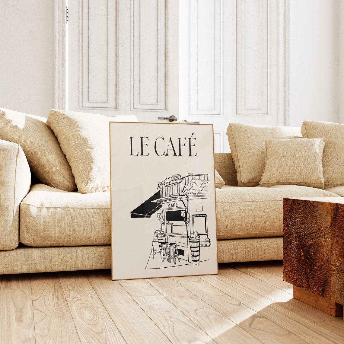 Le Cafe Parisian Cafe Storefront Line Sketch French Bistro Poster - Image 4