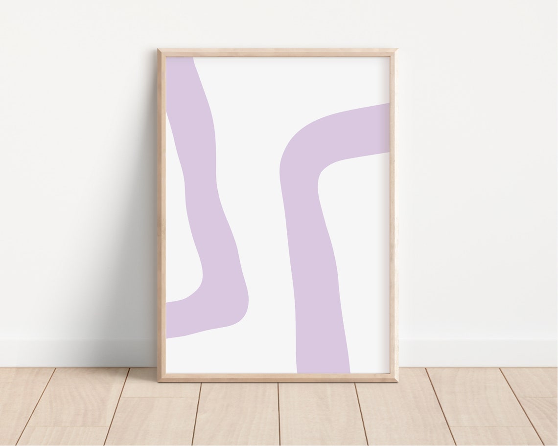Lilac Wavy Lines Minimalist Abstract Soft Purple Modern Art Poster - Image 5