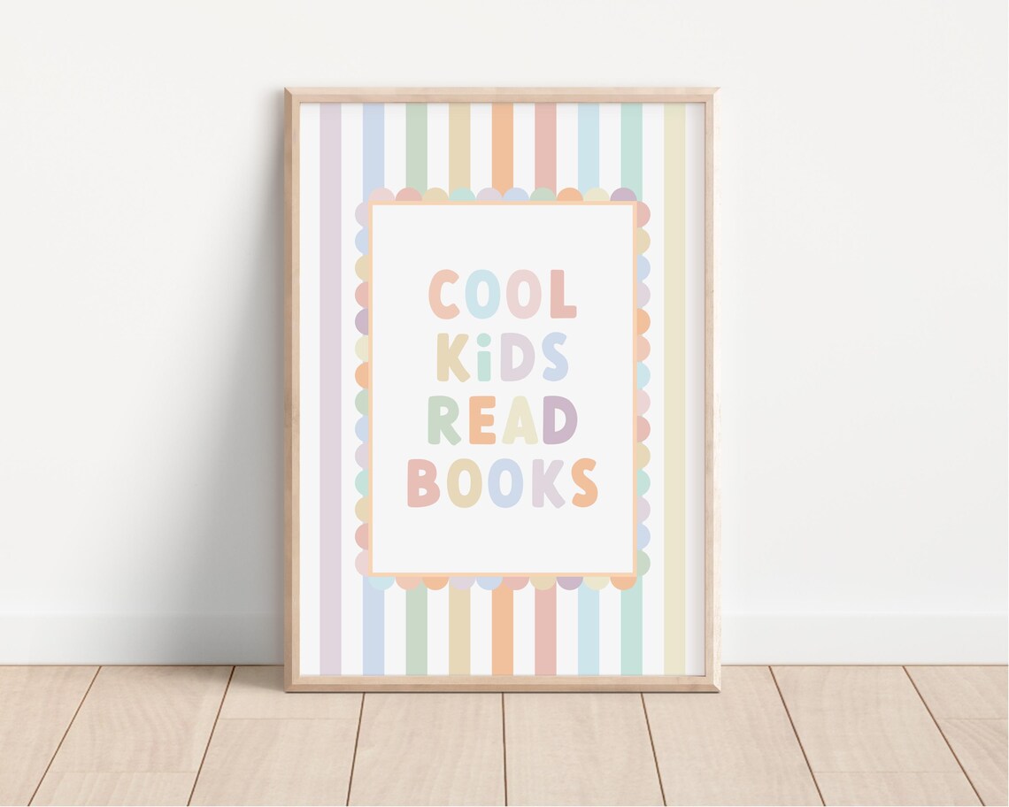 Cool Kids Read Books Rainbow Nursery Art Print - Image 4