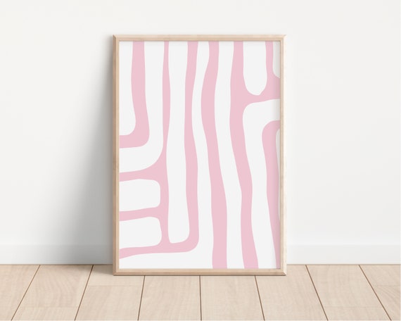 Pink Modern Abstract Print, Minimalist Wall Art