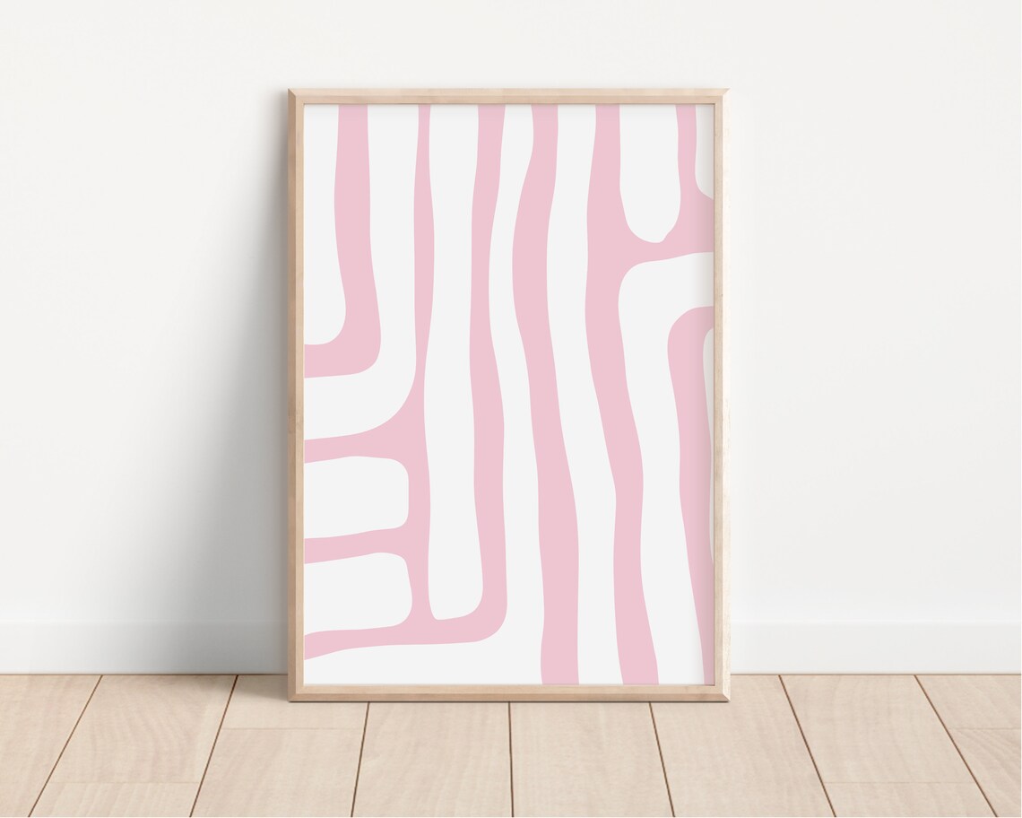 Pink Modern Abstract Print, Minimalist Wall Art