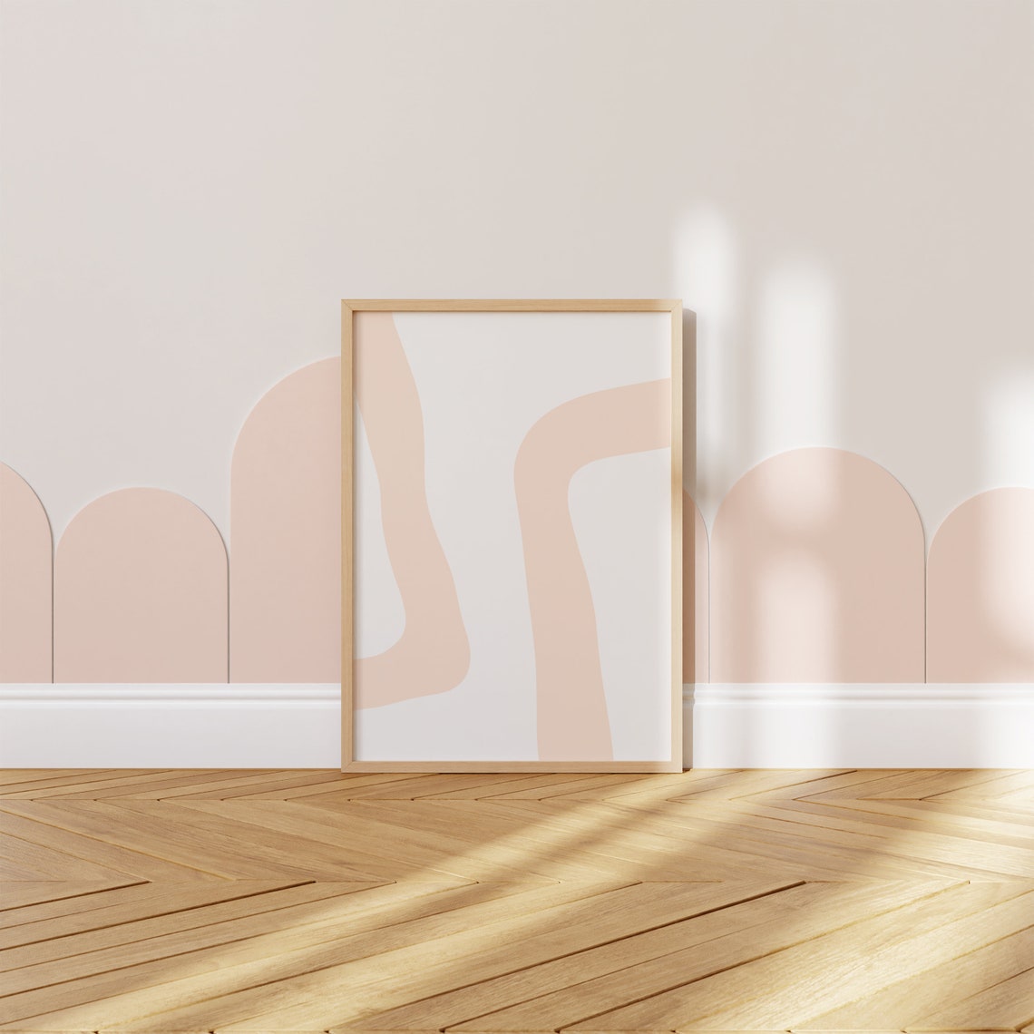 Peach Wavy Lines Minimalist Abstract Soft Blush Modern Art Poster - Image 6