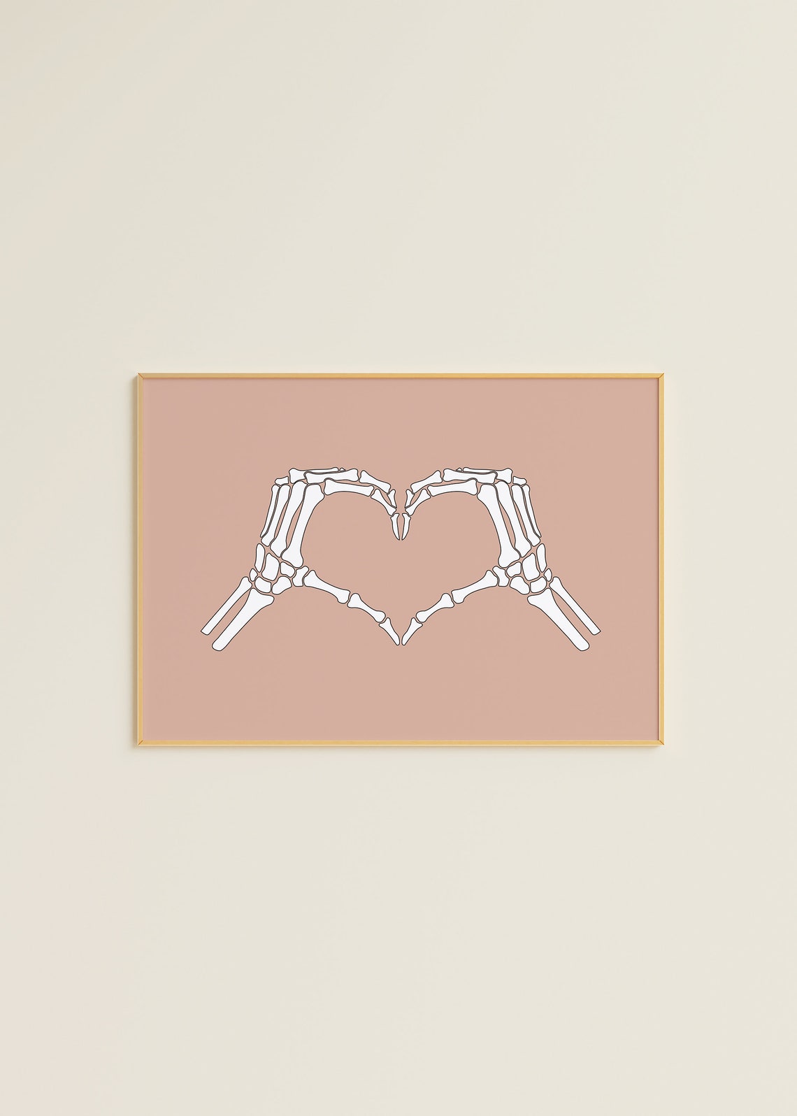 Skeleton Hands Heart White on Dusty Rose Spooky Halloween Poster - Image 5