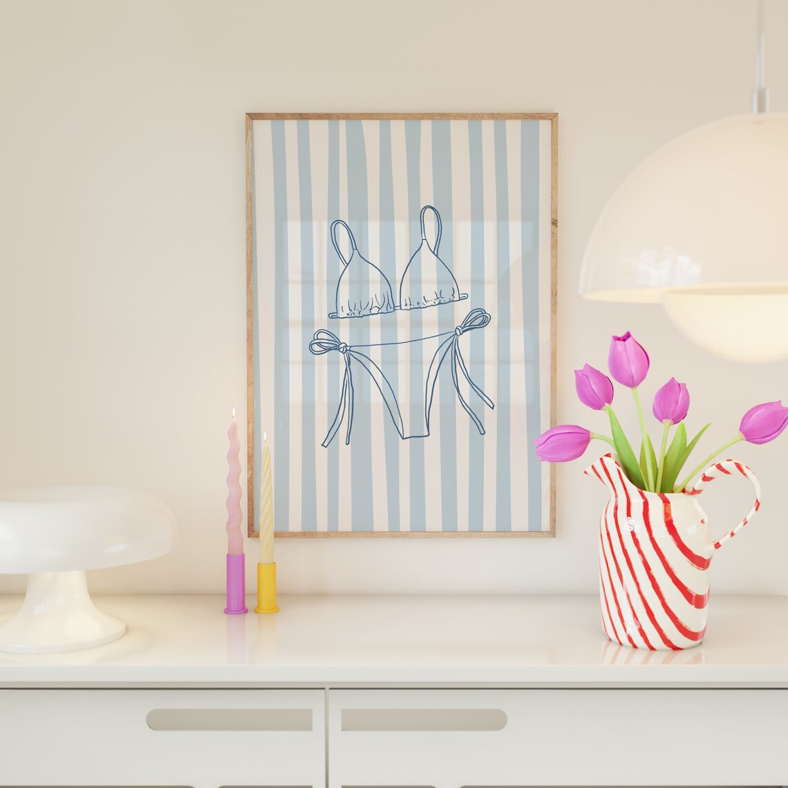 Bikini Print Aesthetic Coastal Beach House Art Print - Image 2
