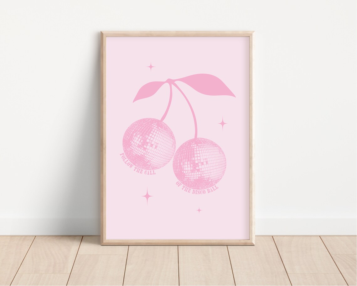 Follow The Call Of The Disco Ball Pink Cherry Poster For Dorms - Image 3