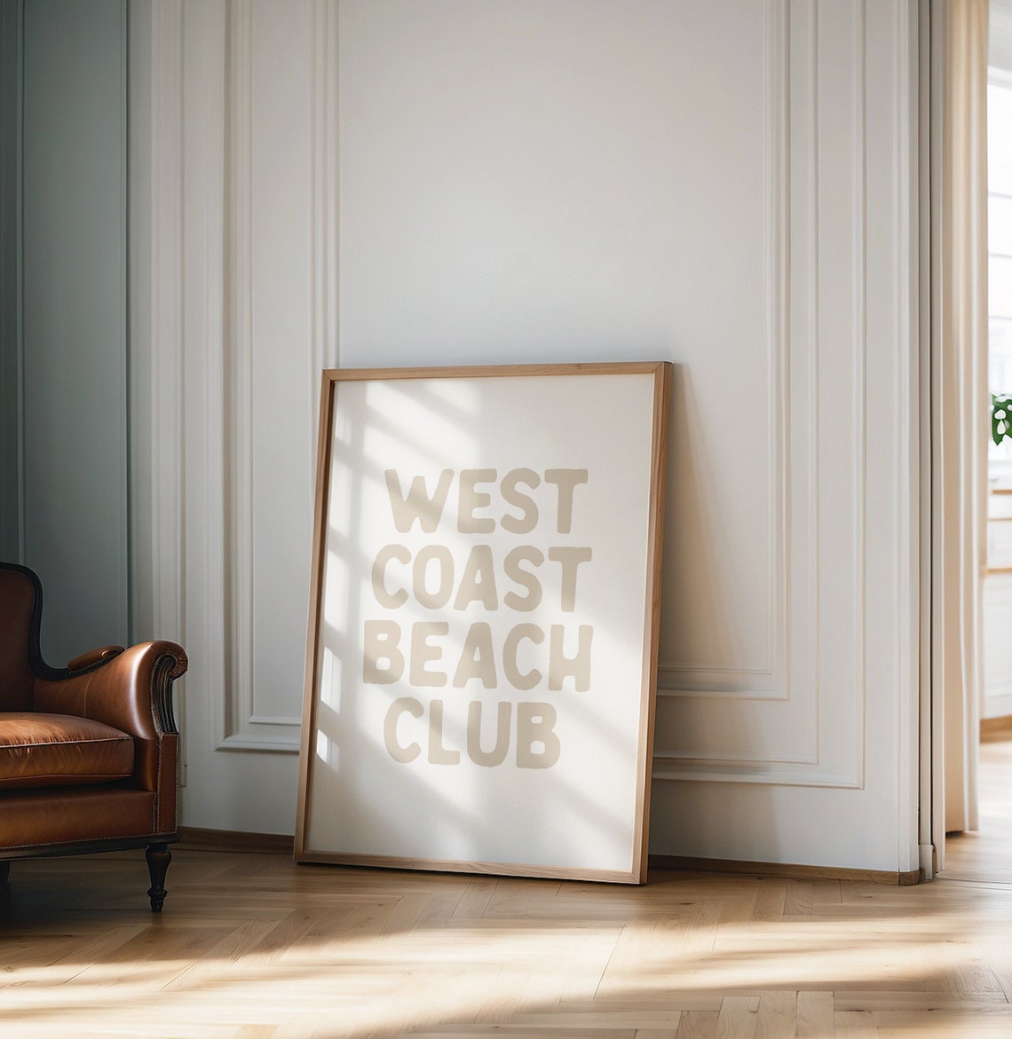 West Coast Beach Club Tan Typography Neutral Coastal Decor Poster - Image 3