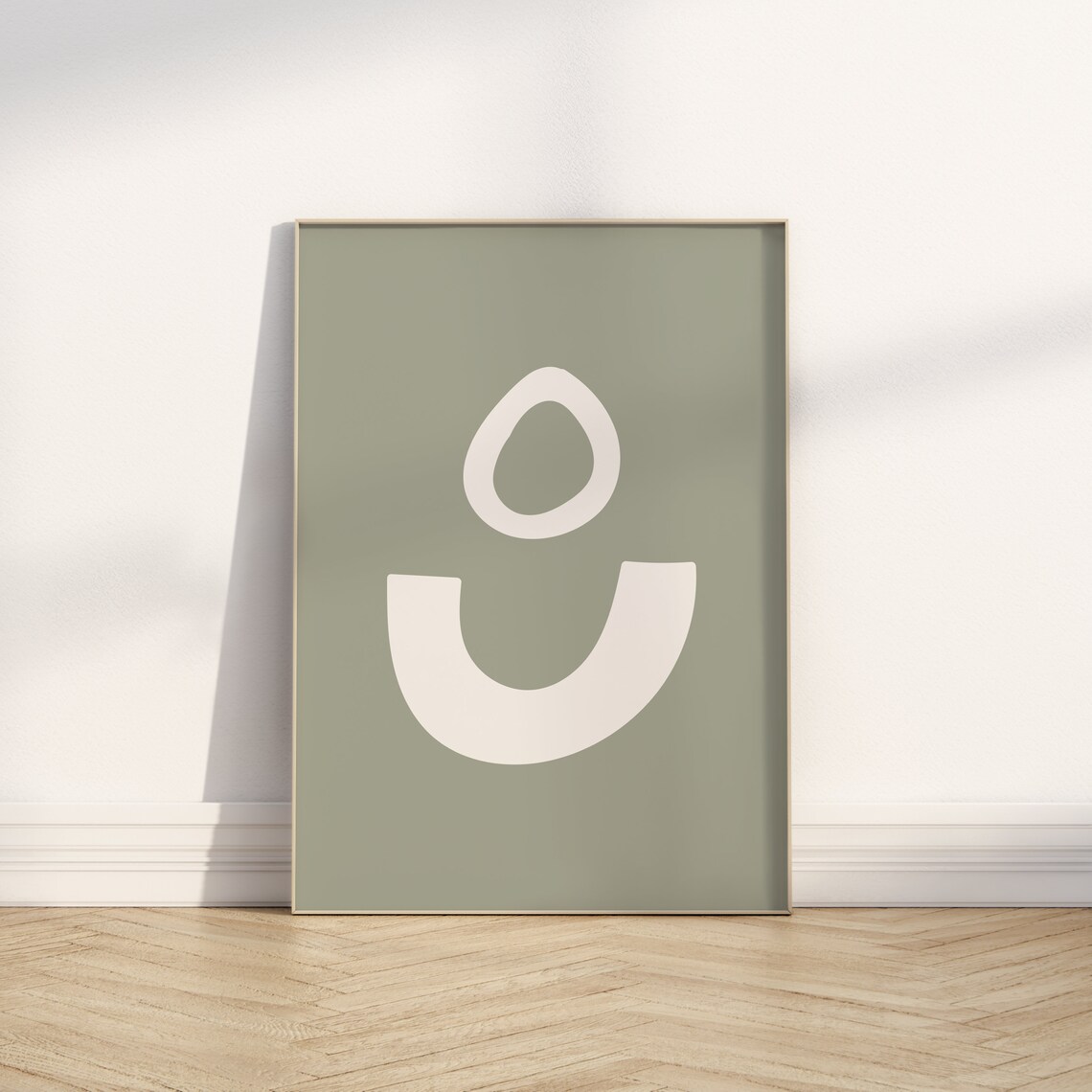 Abstract Minimalist Sage Green Beige Geometric Modern Art Poster - Image 2