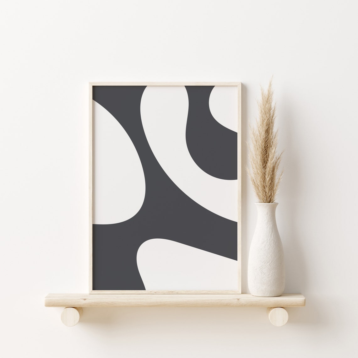 Dark Grey Abstract Organic Shapes Modern Minimalist Decor Poster - Image 3