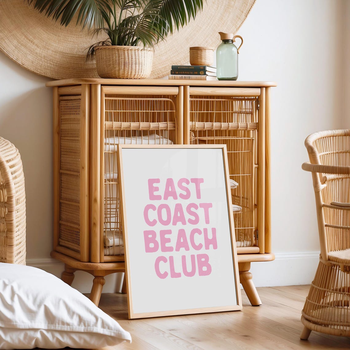 East Coast Beach Club Pink Typography Trendy Coastal Decor Poster - Image 3
