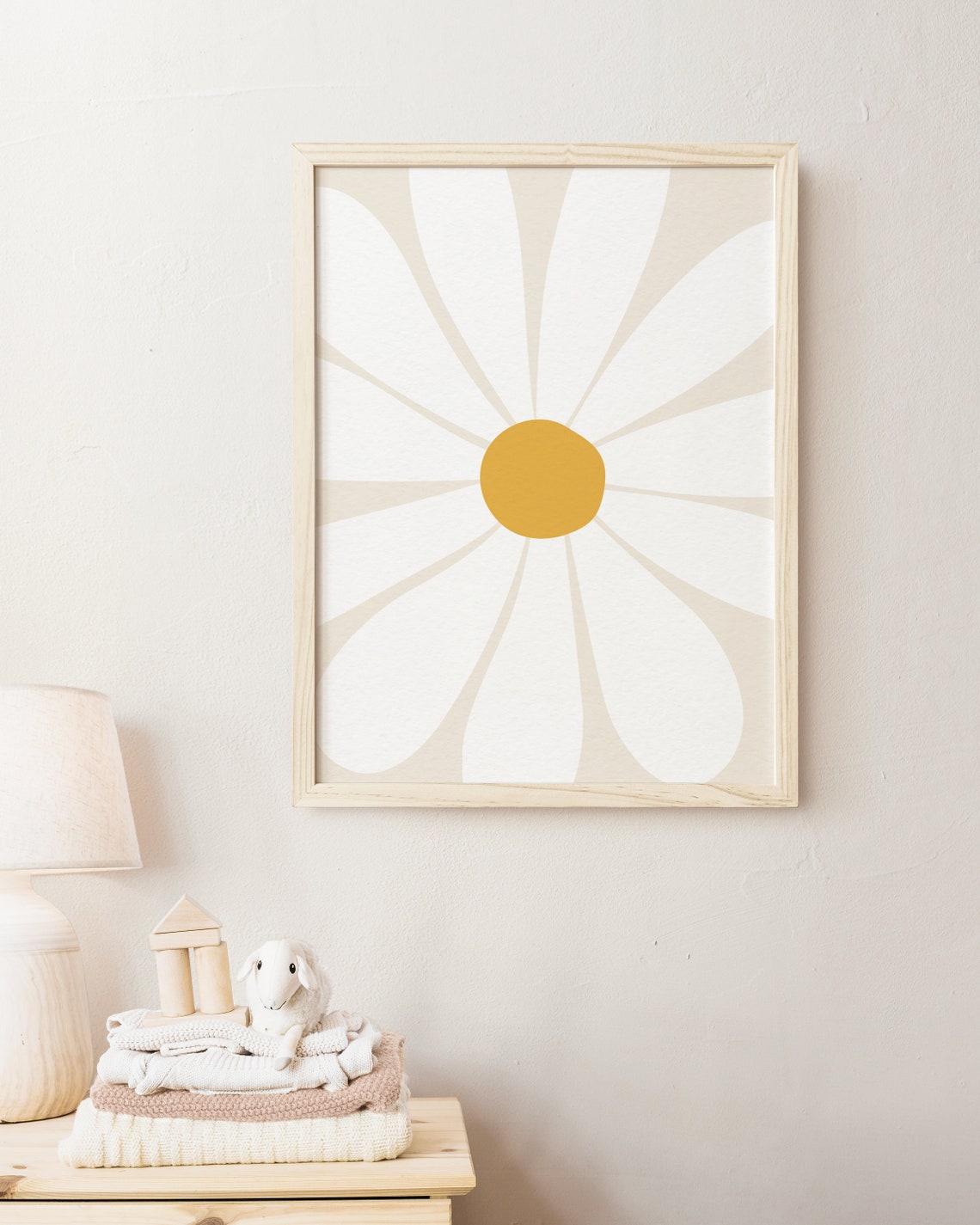 White Daisy Close Up Gold Center Minimalist Floral Nursery Poster - Image 2