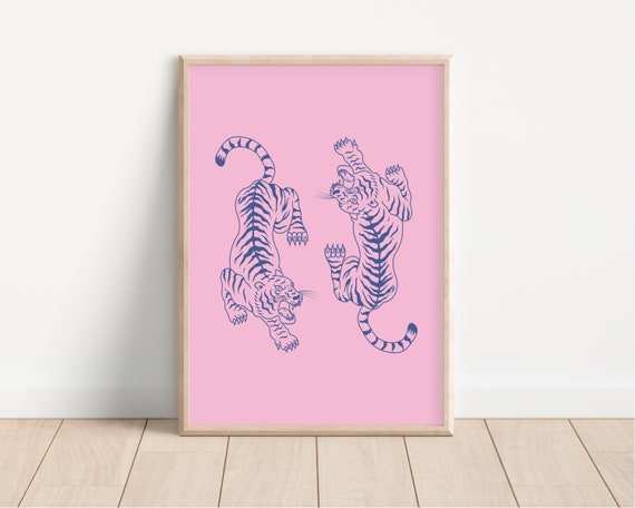 Pink Tiger Preppy Dorm Room Wall Art Print