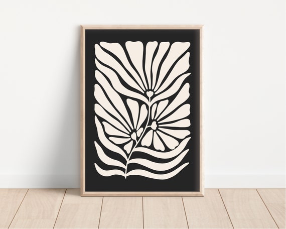 Cream And Black Botanical Abstract Print Organic Minimalist Art Moody Botanical Art Neutral Print Japandi Wall Art Wall Art