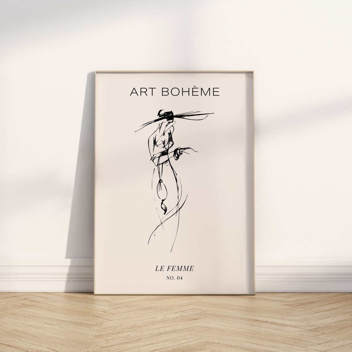 Art Boheme Le Femme Chic Fashion Sketch Woman Hat Neutral Print