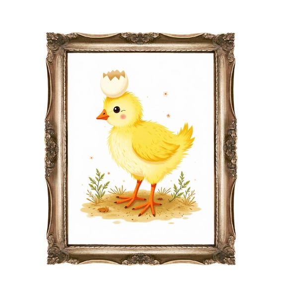 Cute Chick Wall Art For Kids Nursery Decor Baby Animal Illustration Easter Farm Print