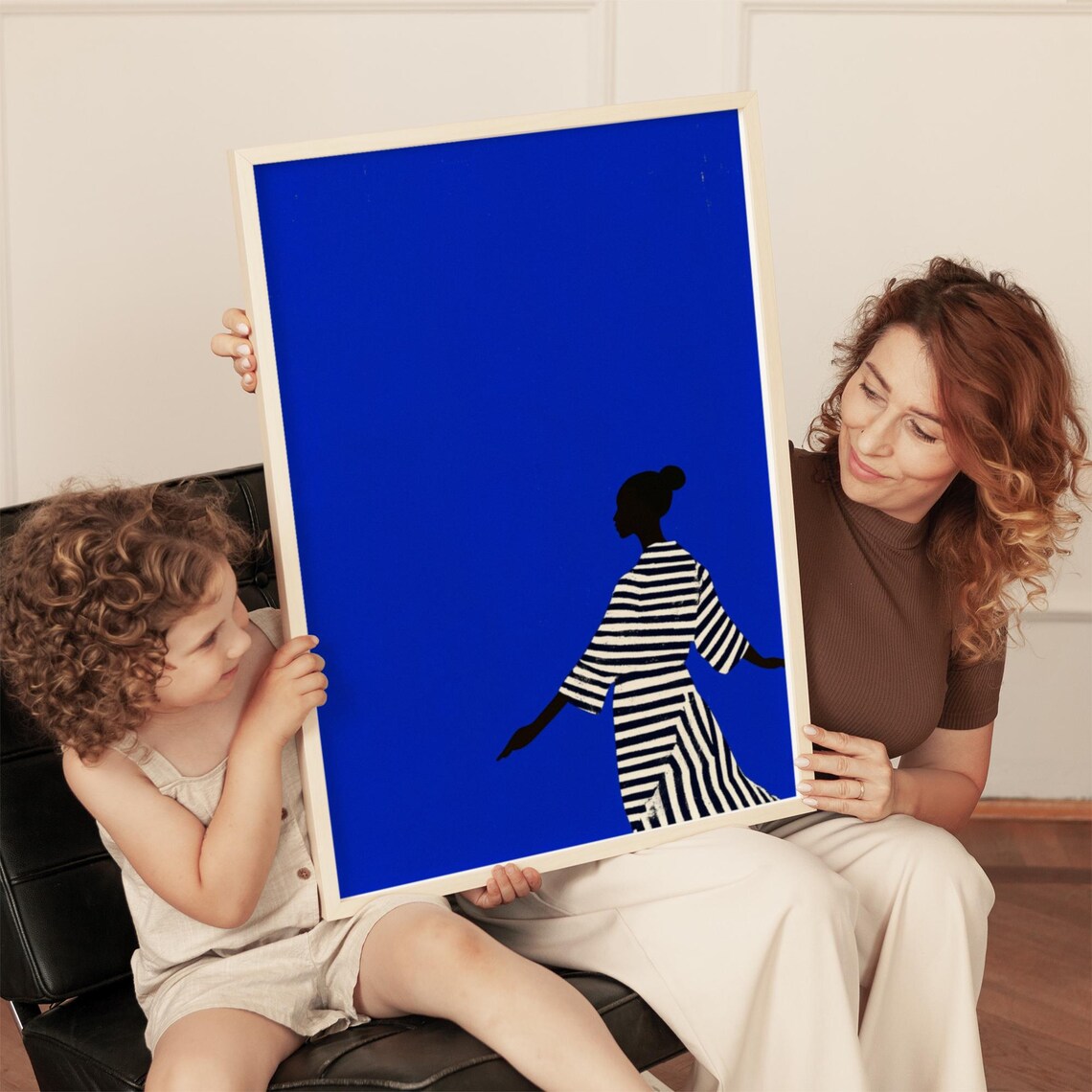 Bold Blue Silhouette, Minimalist Female Print - Image 4