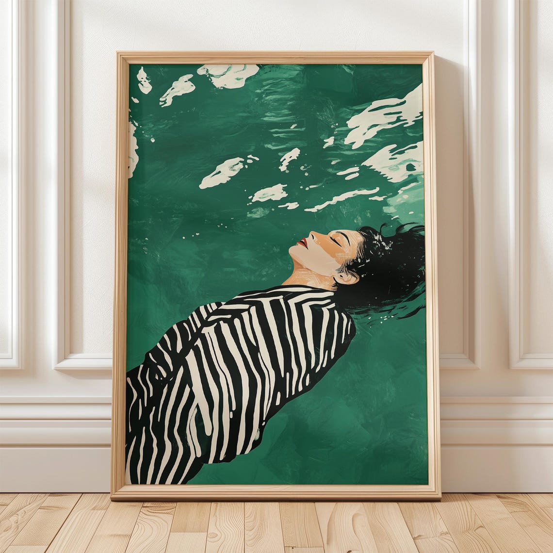 Emerald Green Abstract Woman, Minimalist Art Print
