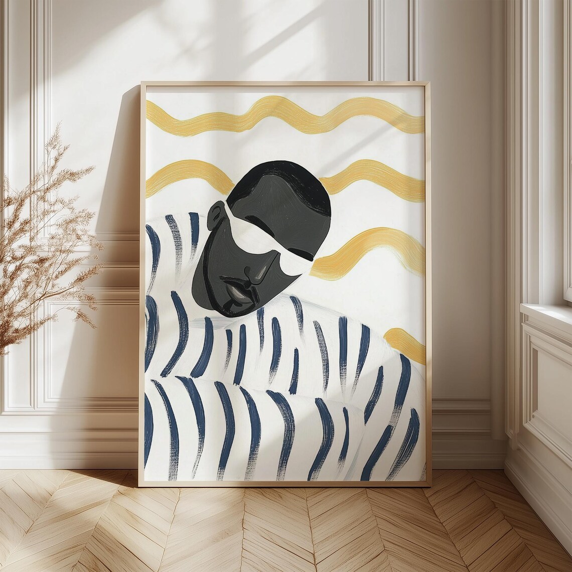 Minimalist Black Man Art Print, Abstract People