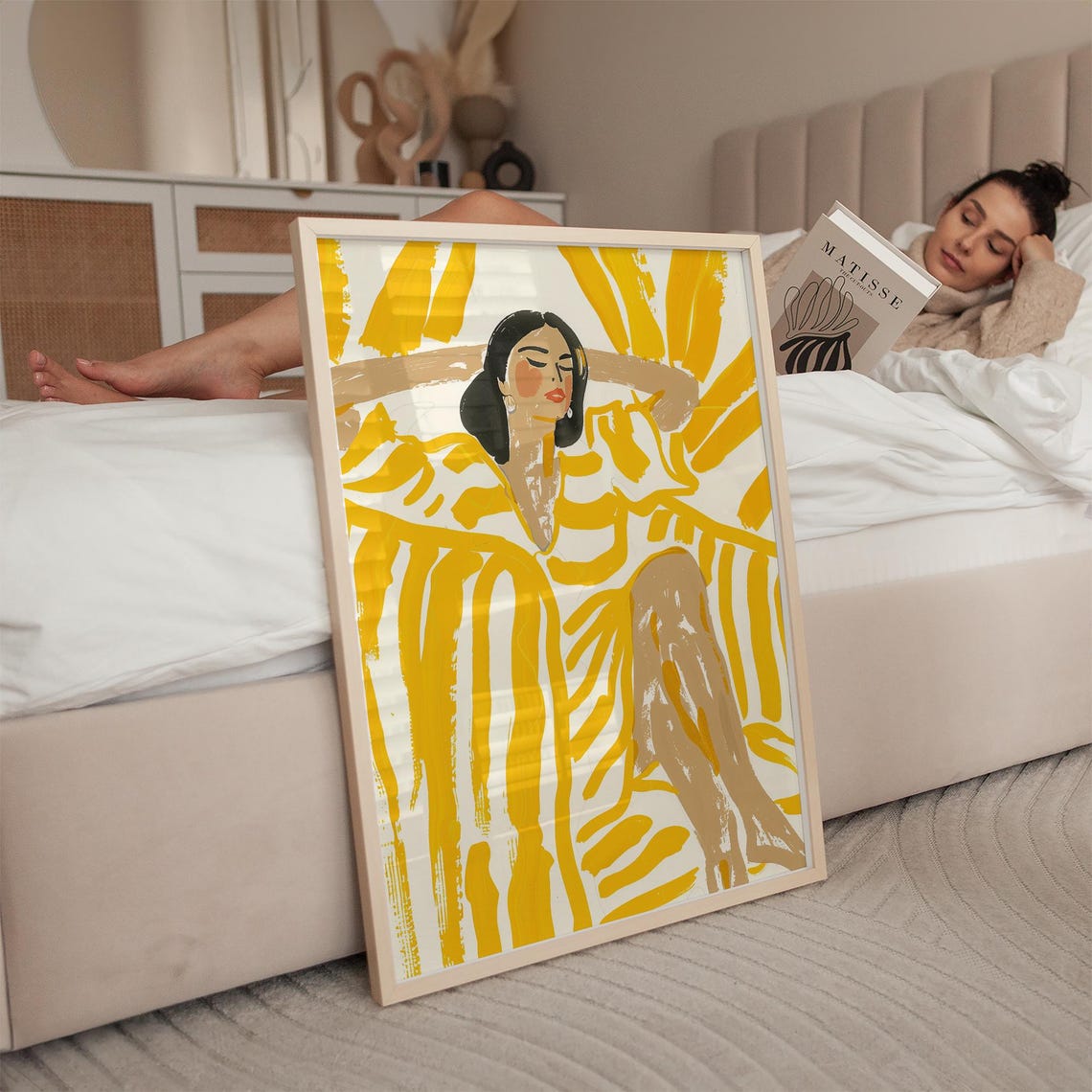 Yellow Abstract Woman Art Print, Minimalist Portrait - Image 2